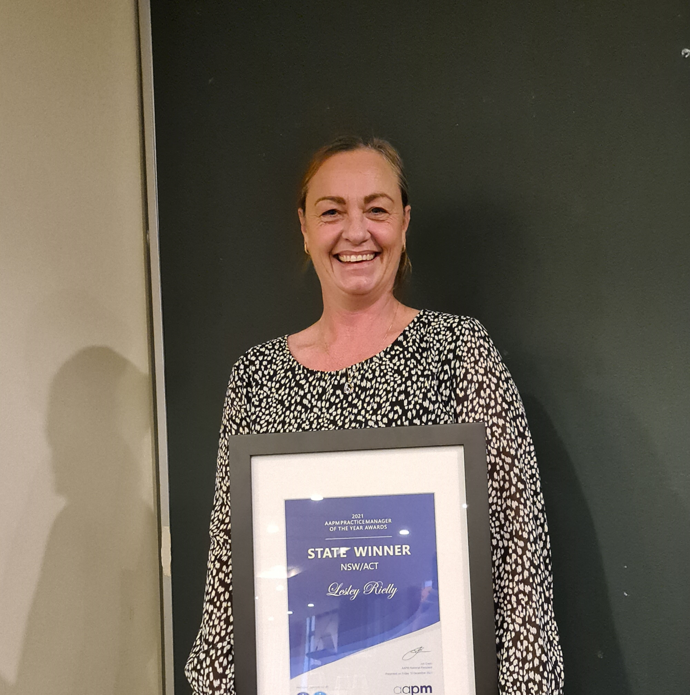 Local Practice Manager Lesley Riley wins AAPM Award