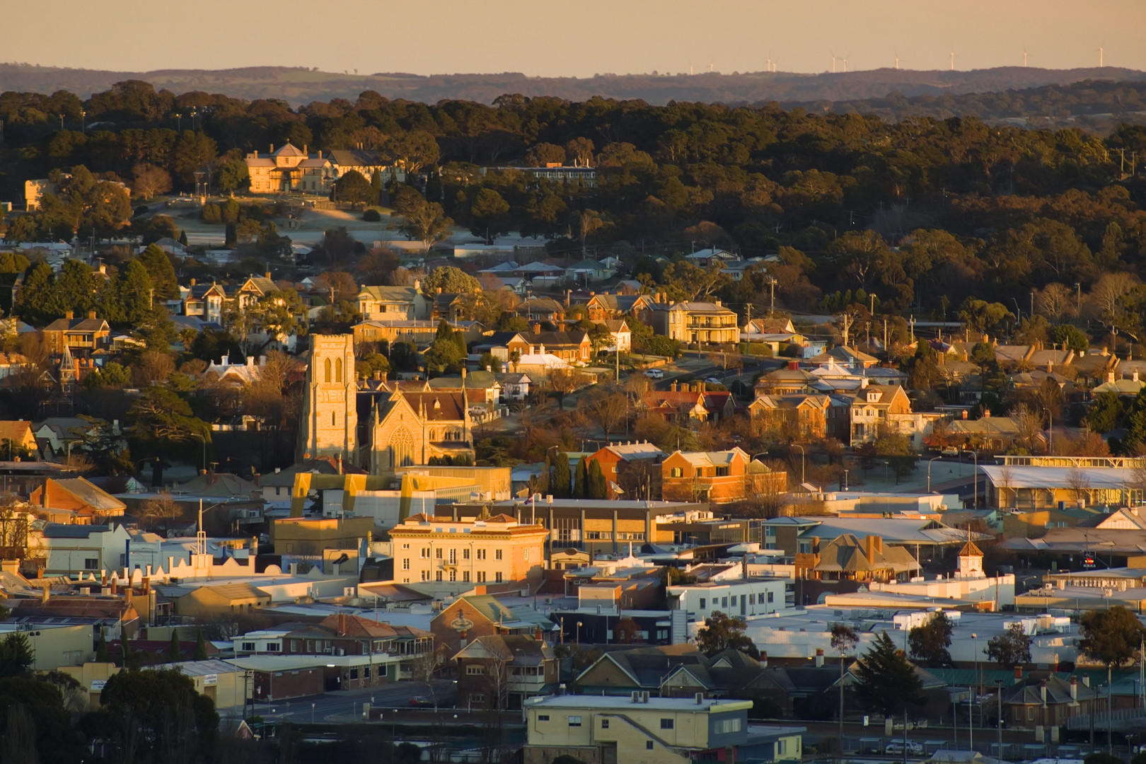 Ariel view of Goulburn at sunrise