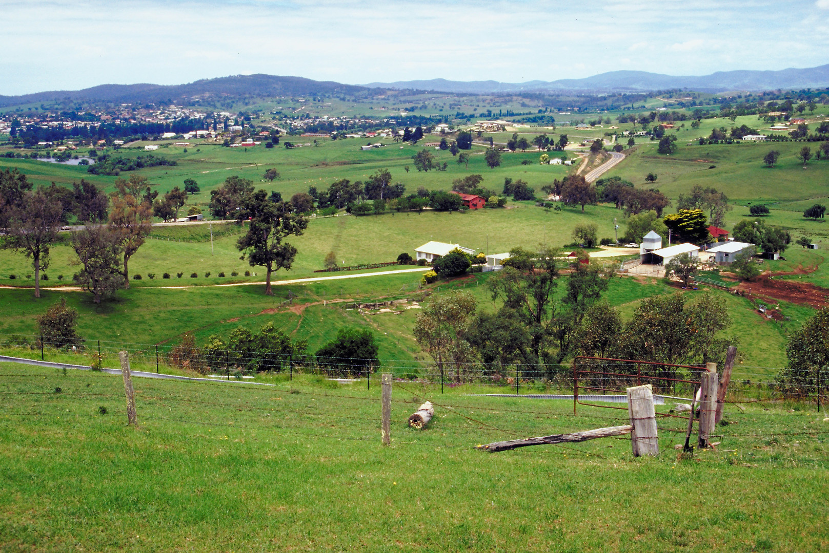 Ariel view of Bega looking out over farmland