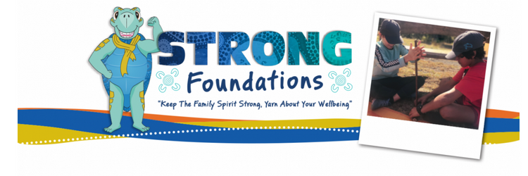 Strong Foundations logo that shows a cartoon turtle wearing a scarf.